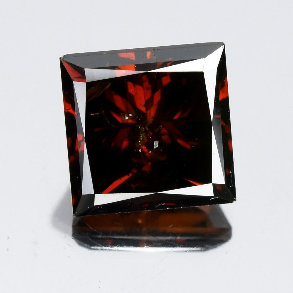 2.15ct 6.86mm Square Princess Natural Treated Fancy Deep Red Diamond SI2