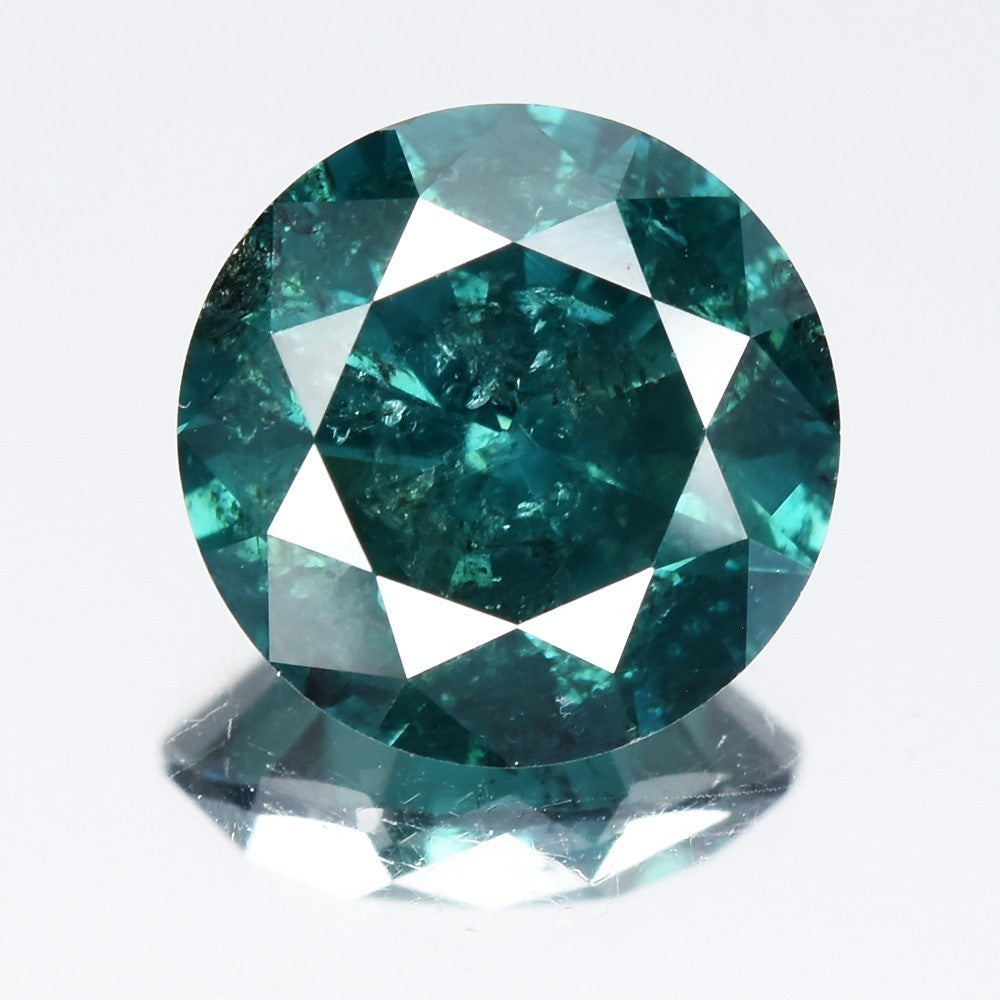 2.15ct 8.15mm Round Brilliant Natural Treated Fancy Bluish Green Diamond I1