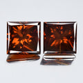 Pair 2pcs/4.57ct Square Princess Natural Treated Fancy Red Orange Diamond SI1