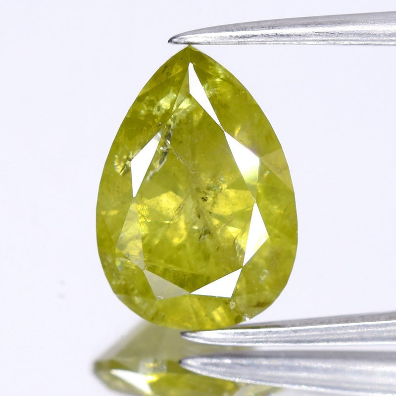 2.44ct 10.57x7.44mm Pear Natural Untreated Fancy Greenish Yellow Diamond I1