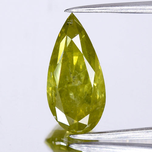 2.78ct 13.01x6.3mm Pear Natural Untreated Fancy Greenish Yellow Diamond I1