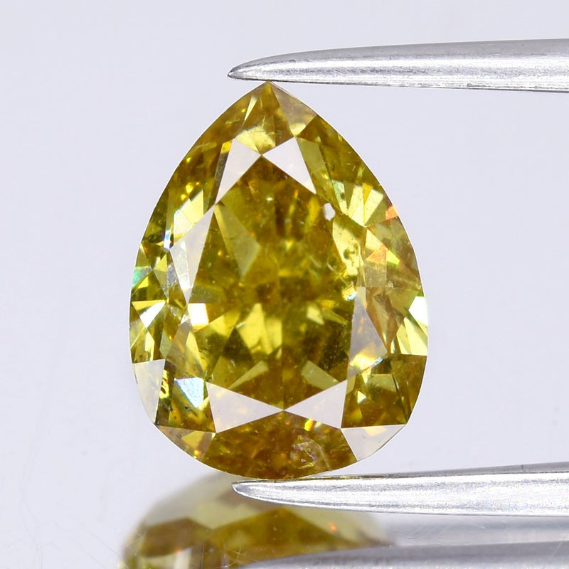 2.02ct 8.81x6.59mm Pear Natural Untreated Fancy Orange Yellow Diamond SI2