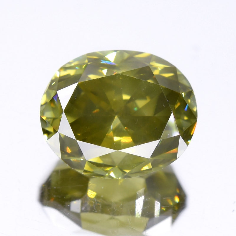 3.64ct Oval Natural Untreated Fancy Deep Yellowish Green Diamond SI2