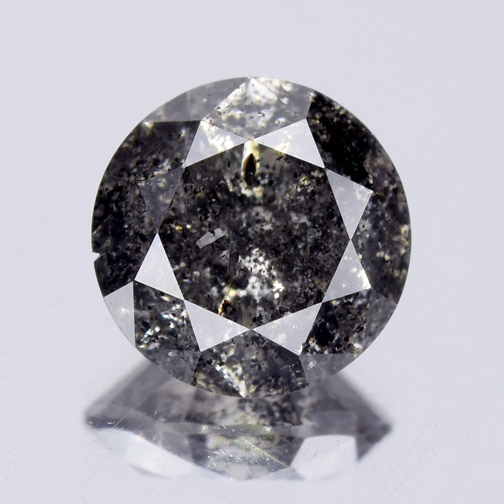 1.11ct Round Brilliant Natural Untreated Fancy Black Salt & Pepper Diamond — view 1