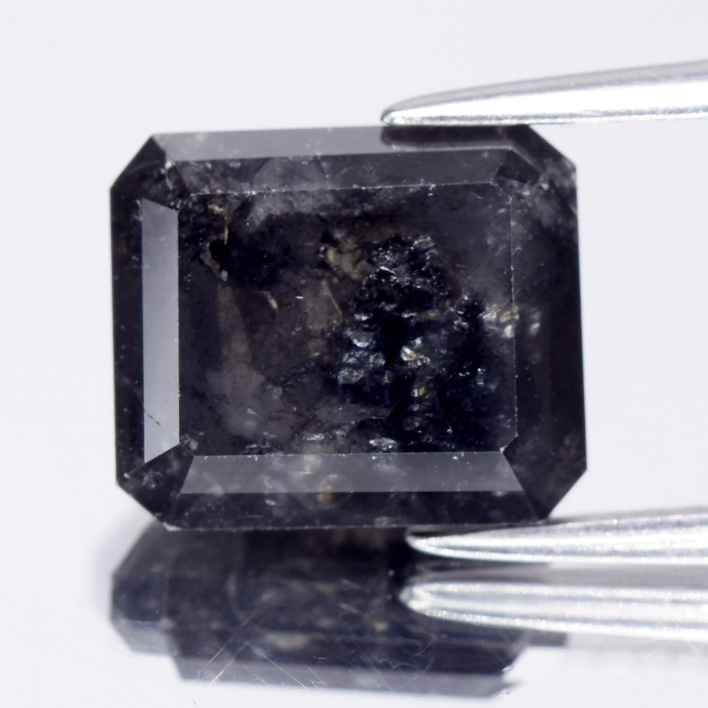 5.28ct Emerald Cut Natural Untreated Fancy Jet Black Diamond Opaque (AAA)