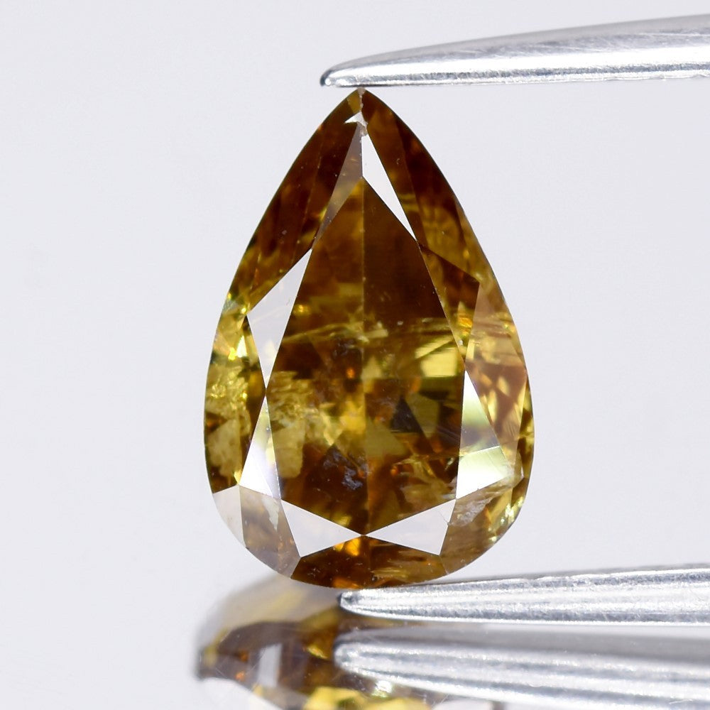 2.01ct Pear Natural Untreated Fancy Deep Brownish Orangy Yellow Diamond I1