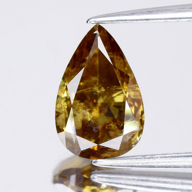 2.01ct Pear Natural Untreated Fancy Deep Brownish Orangy Yellow Diamond I1