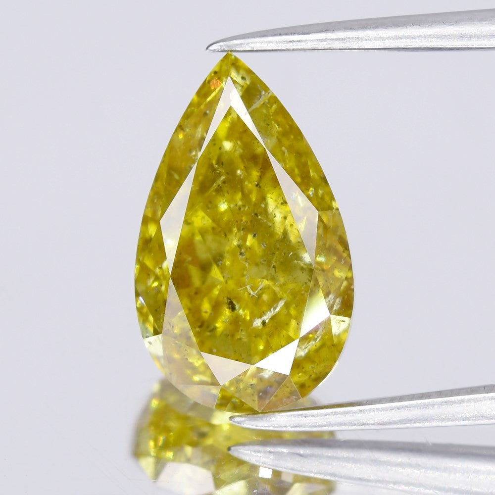 3.02ct 11.49x6.98mm Pear Natural Untreated Fancy Intense Orange-Yellow Diamond