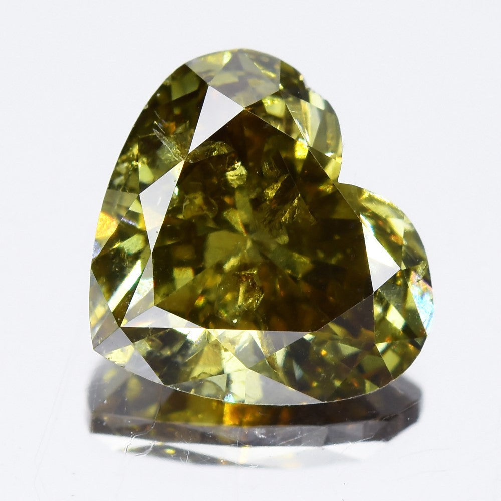 1.60ct Heart Natural Untreated Fancy Deep Yellowish Green Diamond SI2