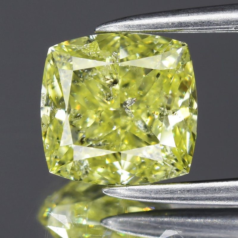 1.02ct 5.88x5.73mm Cushion Natural Untreated Fancy Yellow Diamond SI2