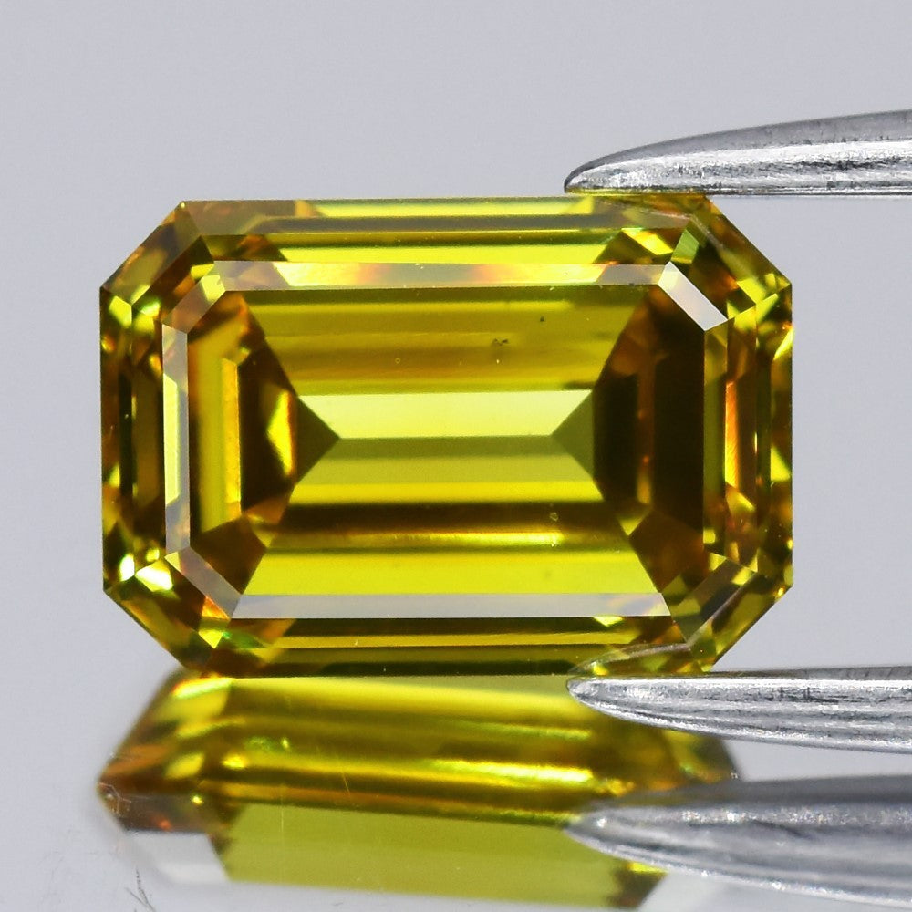 1.05ct Emerald Cut Natural Treated Fancy Yellow Orange Diamond VVS1 Africa