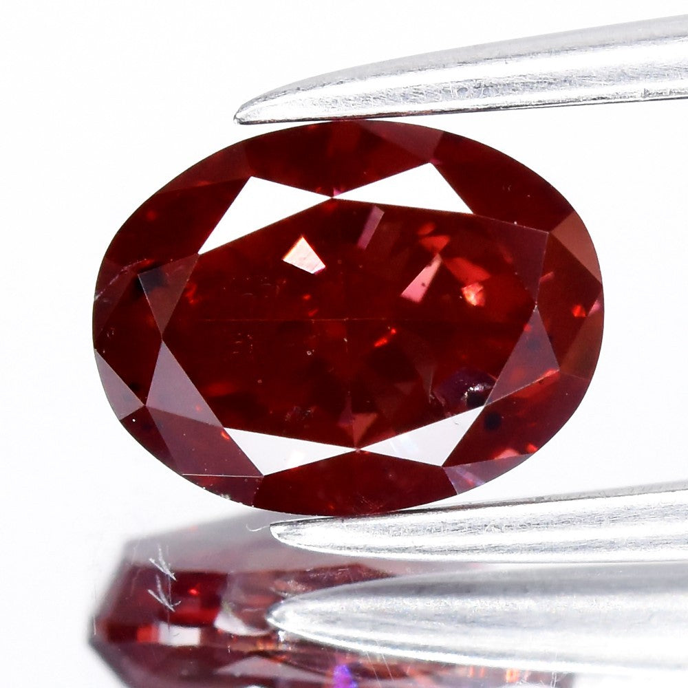 0.91ct Oval Natural Treated Fancy Deep Purple Pink Diamond SI1 Africa