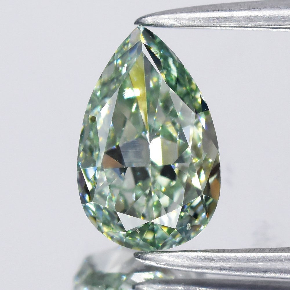 0.76ct Pear Natural Treated Fancy Intense Green Diamond VS1 Africa