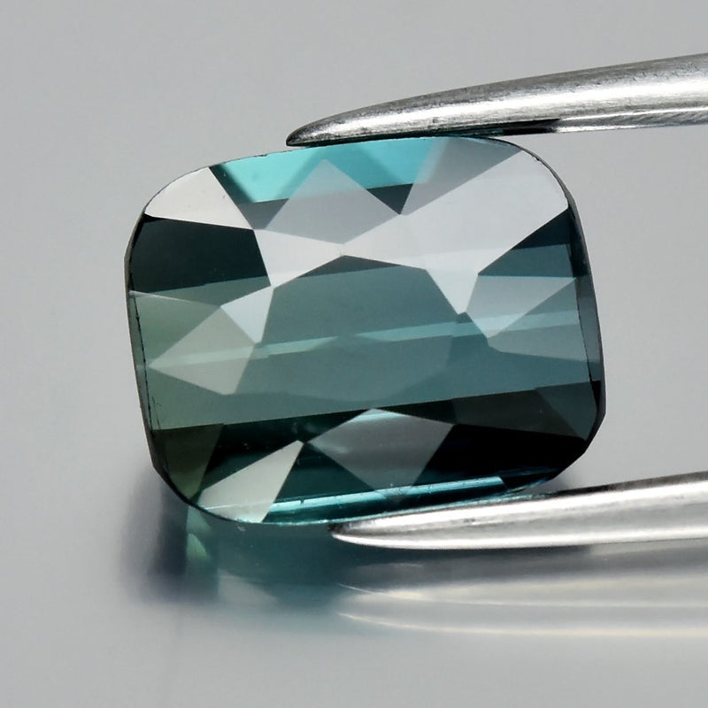 1.76ct VVS Cushion Natural Greenish Blue Tourmaline - Unheated Mozambique Gem