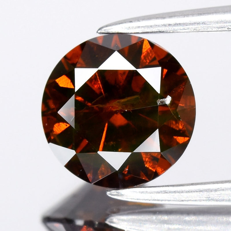 1.00ct Round Brilliant Natural Treated Fancy Deep Red Orange Diamond SI2