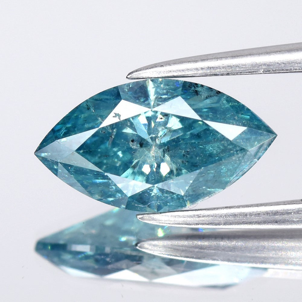 1.02ct 9.44x5.14mm Marquise Natural Treated Fancy Intense Blue Diamond I1
