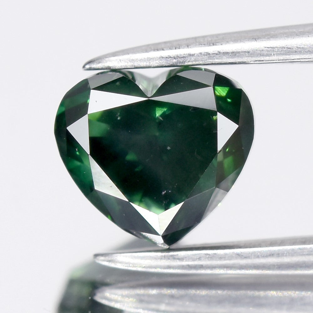 1.00ct 5.82x5.25mm Heart Natural Treated Fancy Deep Green Diamond SI1 Africa