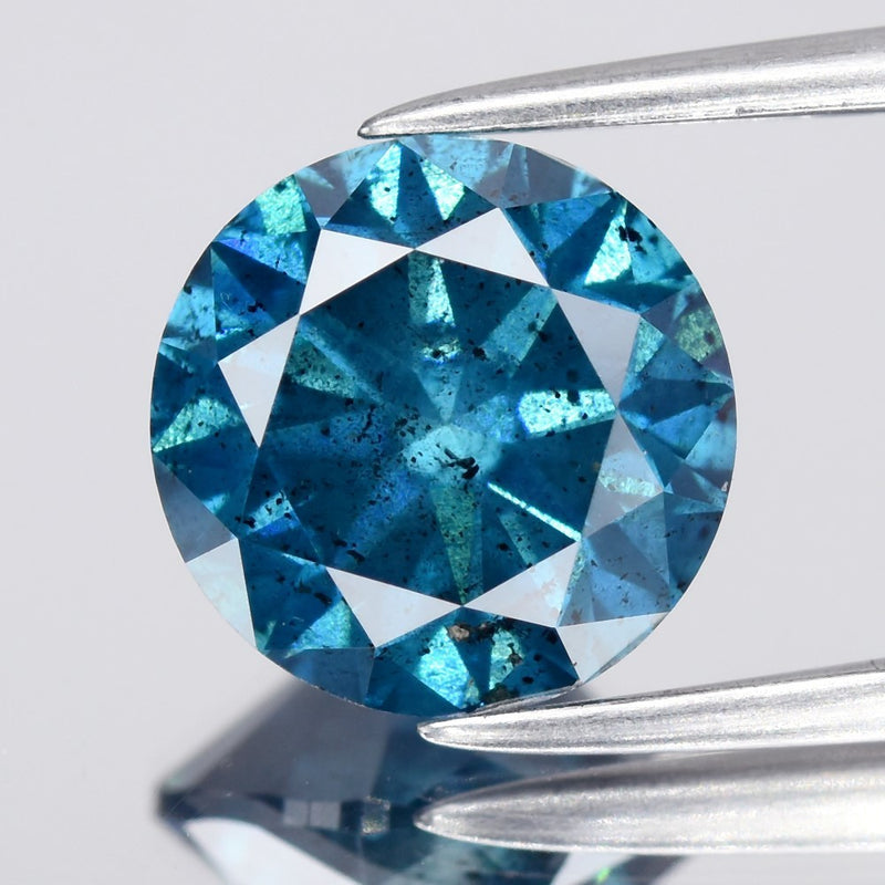 2.29ct Round Brilliant Natural Treated Fancy Vivid Blue Diamond SI2 Africa