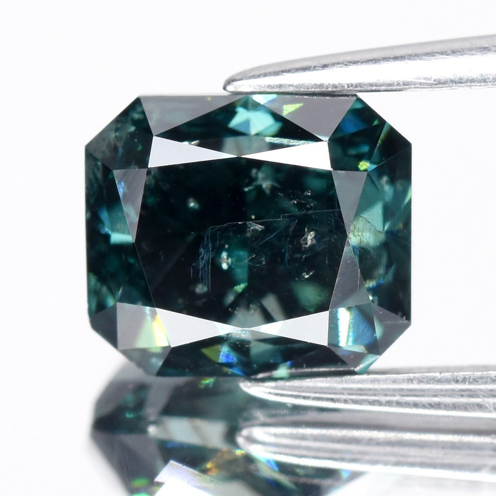 2.01ct 7.2x6.23mm Radiant Natural Treated Fancy Greenish Blue Diamond SI1