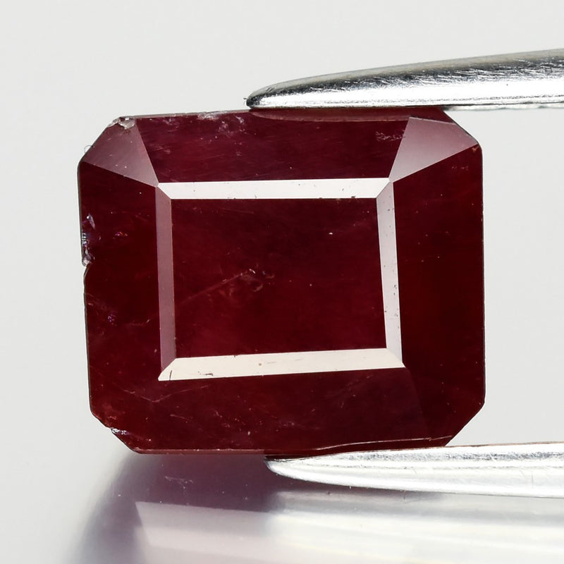 3.14ct 8.5x7.5mm Octagon Natural Red Ruby - Unheated, Tanzania Gemstone