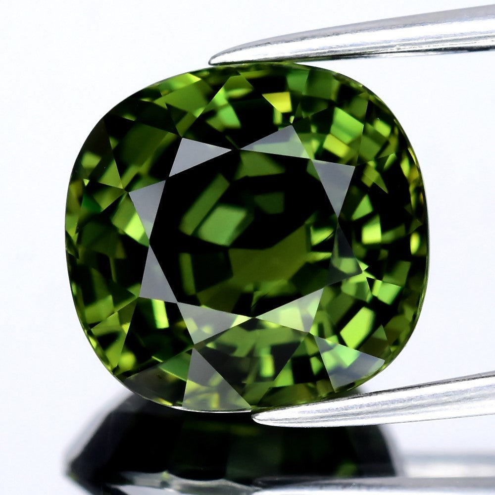 Super IF Clean! 6.10ct Cushion Natural Green Sapphire - Thailand Gemstone