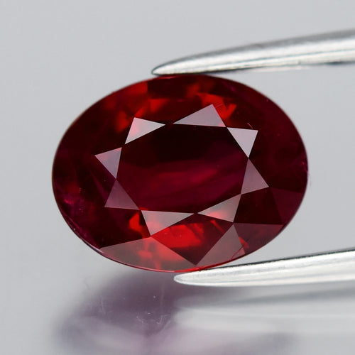 2.05ct 8.8x6.8mm Oval Natural Purplish Red Burmese Ruby - Heated Only No Glass