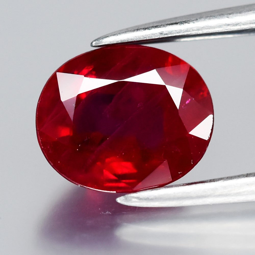 1.12ct 6.8x5.7mm Oval Natural Purplish Red Burmese Ruby - Heated Only No Glass — view 1