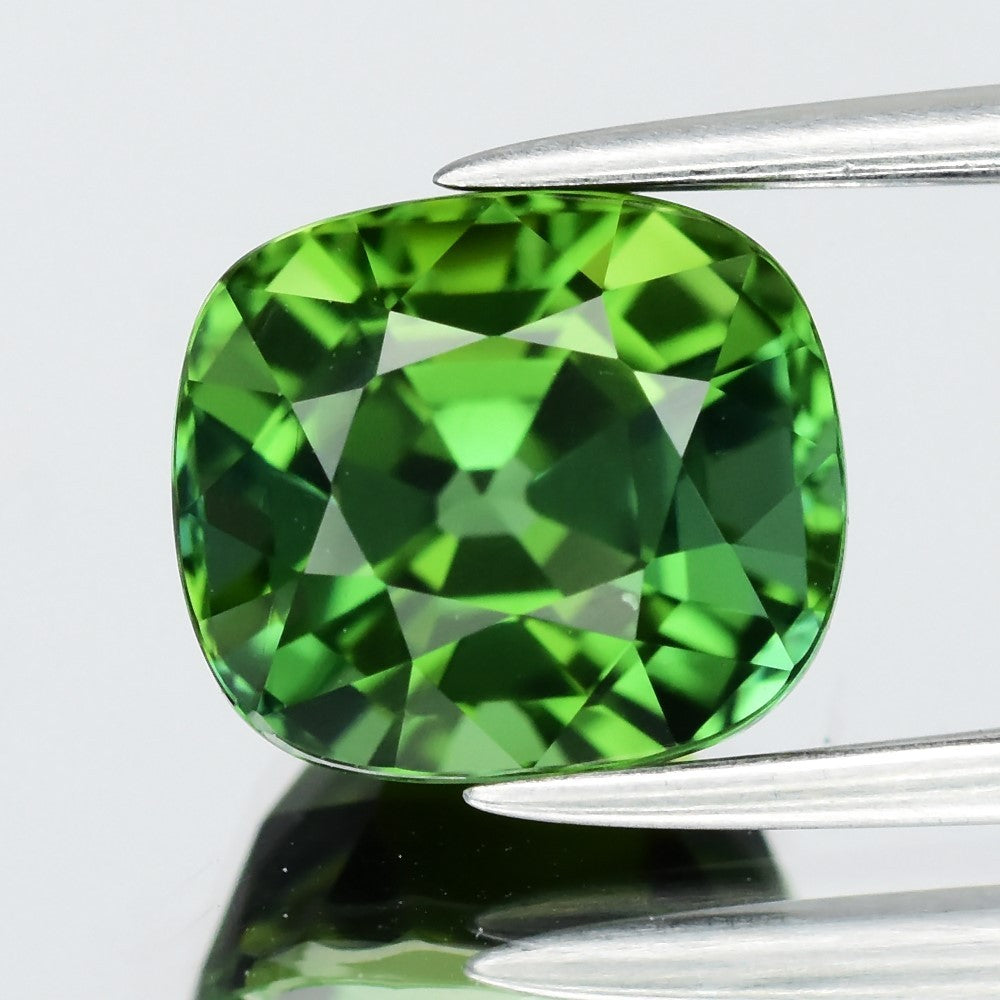 Flawless! 2.79ct IF Cushion Natural Green Tourmaline - Unheated, Africa Gem — view 1