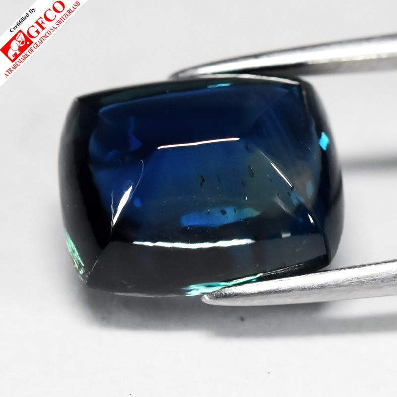 GFCO CERTIFIED Unheated 6.28ct Cushion Natural Vivid Greenish Blue Sapphire