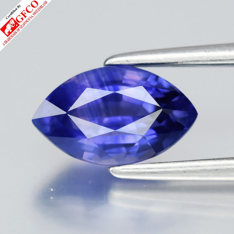GFCO CERTIFIED Unheated 1.41ct VVS Natural Vivid Violetish Blue Sapphire