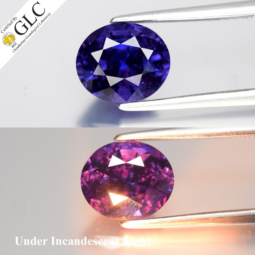 GLC CERTIFIED Unheated 2.57ct VS Natural Color Change Sapphire - Sri Lanka Gem