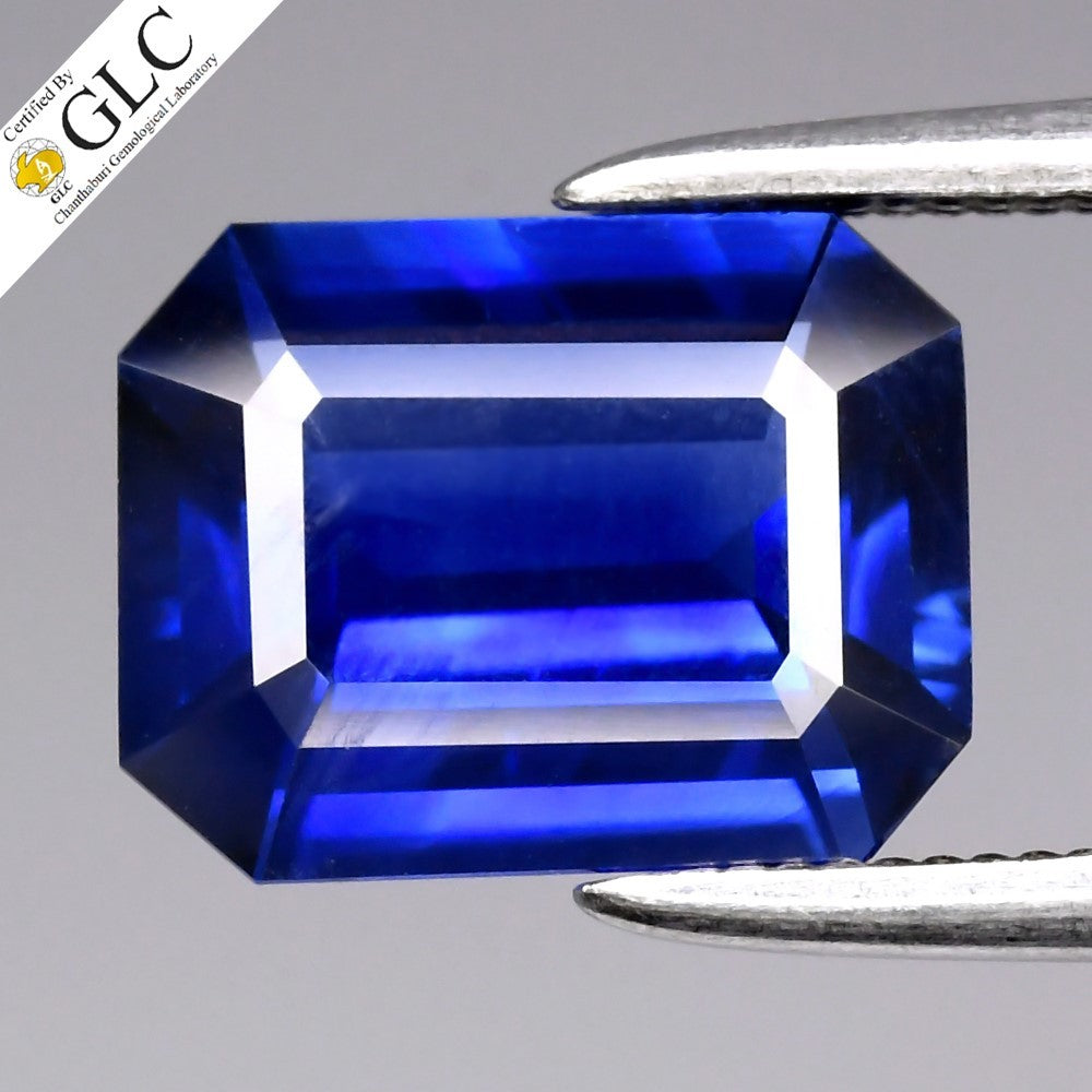 GLC CERTIFIED 2.36ct Octagon Natural Blue Sapphire - Heated, Africa Gemstone