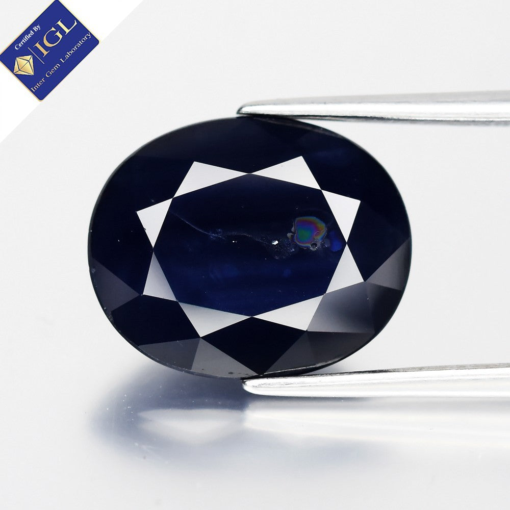 IGL CERTIFIED 8.66ct Oval Natural Dark Blue Sapphire - Heated, Thailand Gem — view 1