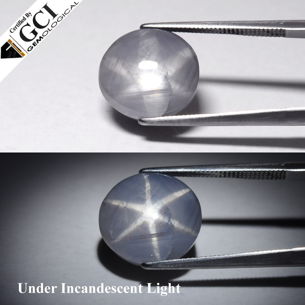GCI CERTIFIED Unheated 21.61ct Natural Sharp 6 Ray Star Sapphire Sri-Lanka