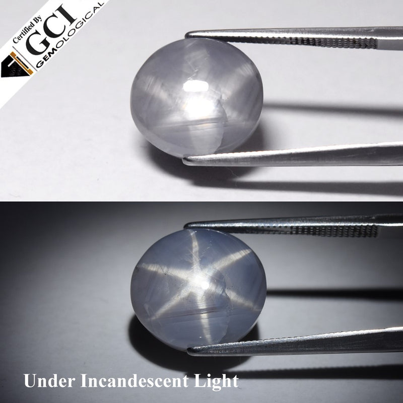 GCI CERTIFIED Unheated 21.61ct Natural Sharp 6 Ray Star Sapphire Sri-Lanka