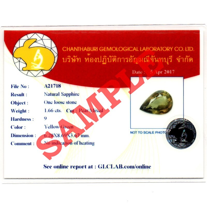 GLC Brief Report with Photo for One Gemstone