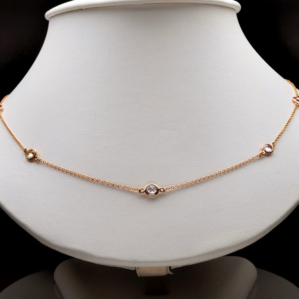 1.98ct t.w 9pcs Unheated Multi-Color Sapphire Pink Gold 18K Necklace 20 Inc. — view 1