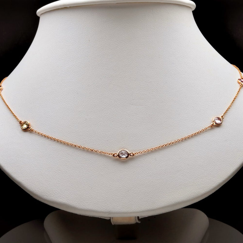 1.98ct t.w 9pcs Unheated Multi-Color Sapphire Pink Gold 18K Necklace 20 Inc.