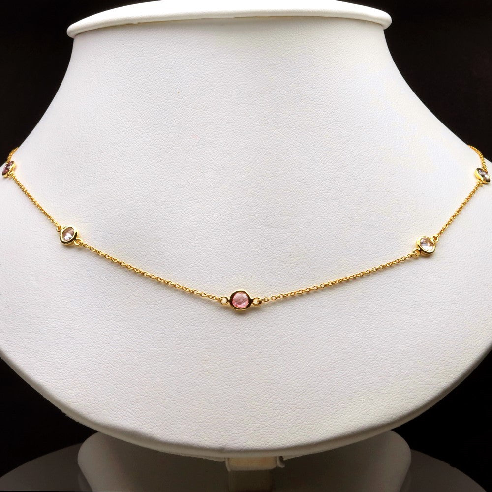 1.98ct t.w 9pcs Unheated Multi-Color Sapphire Yellow Gold 18K Necklace 20 Inc. — view 1