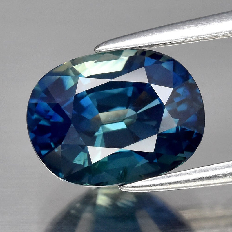 2.62ct 8.8x6.7mm VS Oval Unheated Greenish Blue Sapphire Gemstone, Madagascar