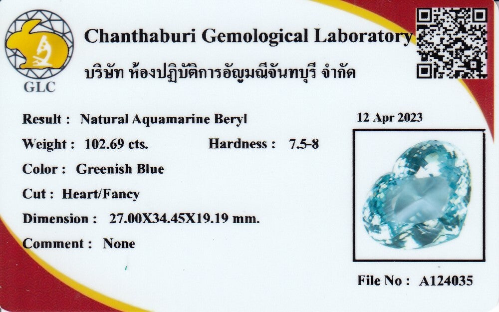 Gemstone certificate