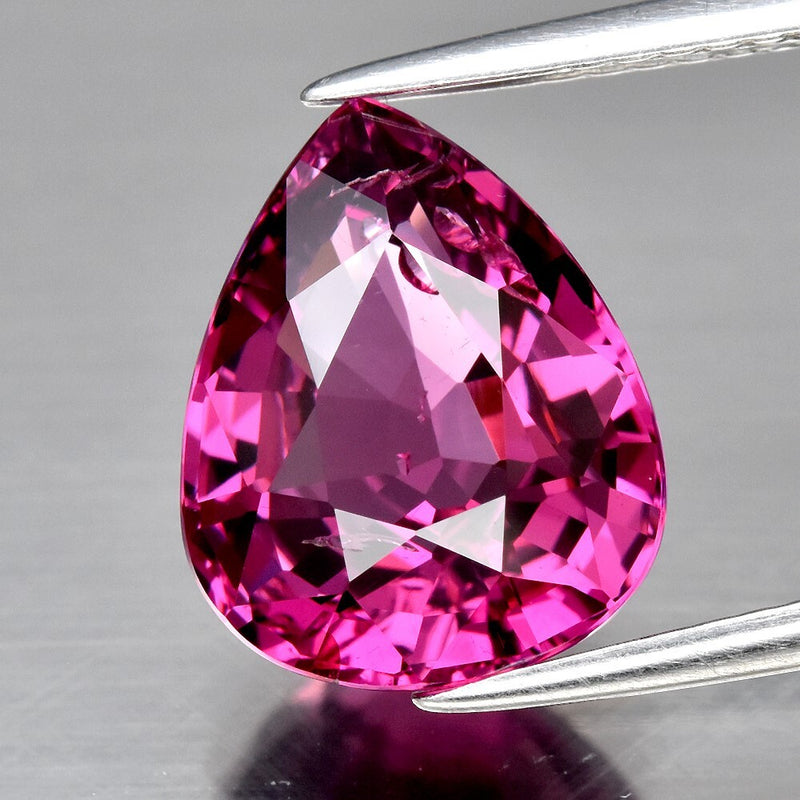 CERTIFICATE Incl.* 4.50ct VS Pear Natural Purple Rhodolite Garnet, Madagascar