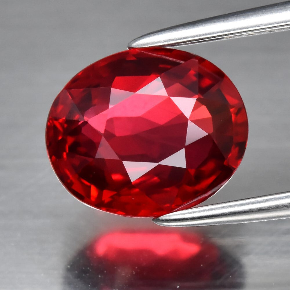 2.00ct 8x6.7mm VS Oval Orangish Red Ruby Gemstone, Tanzania