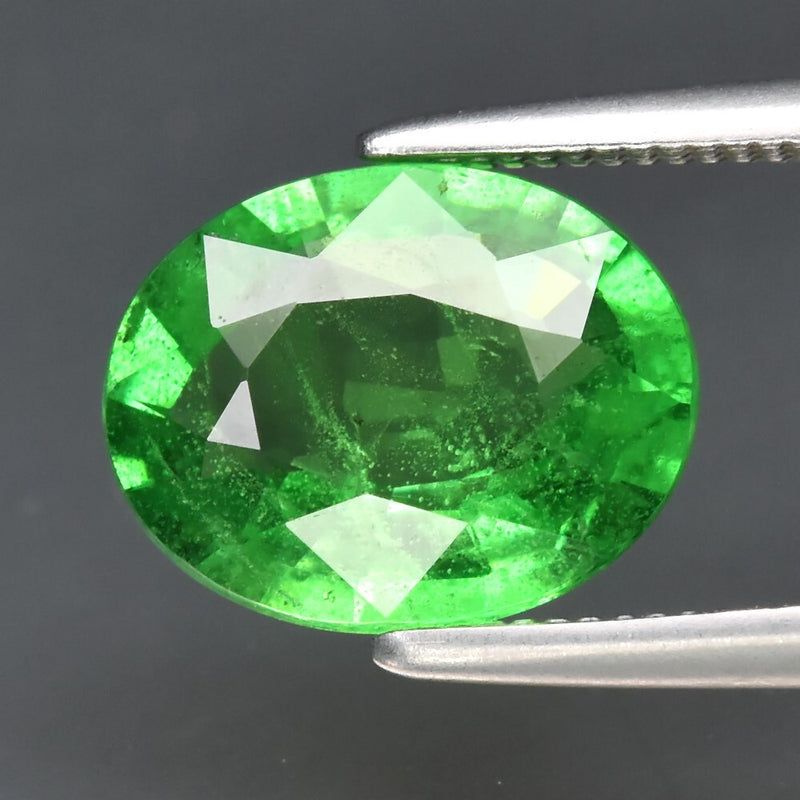 2.19ct 9x7.2mm Oval Natural Shocking Green Tsavorite Garnet Gemstone, Tanzania