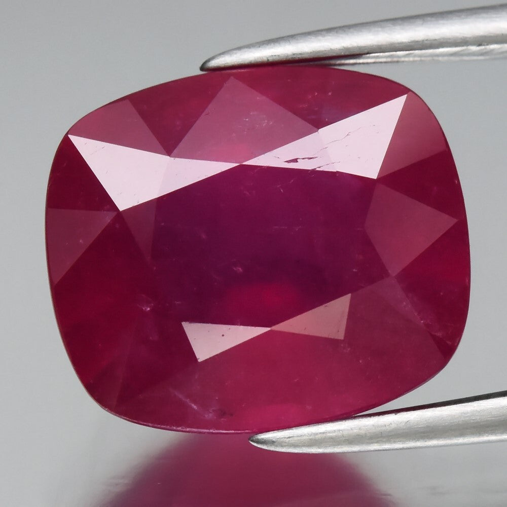CERTIFICATE Incl.* 4.02ct Cushion Natural Unheated Purplish Red Ruby, Gemstone