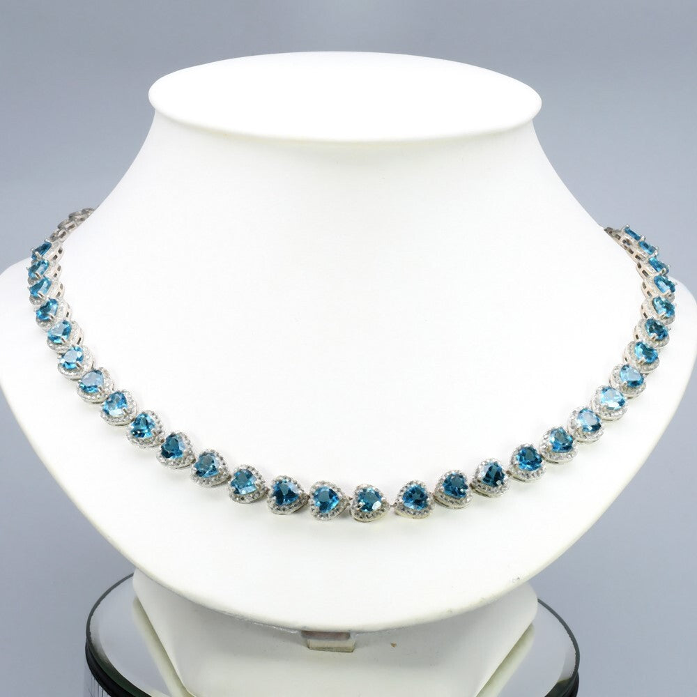 Natural Topaz Cubic Zirconia Necklace &amp; Earrings 57.00ct in 925 Sterling Silver — view 1