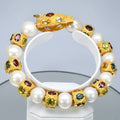 Natural Gemstone Fashion Bangle in 925 Sterling Silver (Gold Plated) — view 1