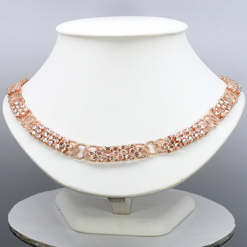 Natural Morganite &amp; Topaz Gem Necklace in 925 Sterling Silver (Pink Gold Plated) — view 1