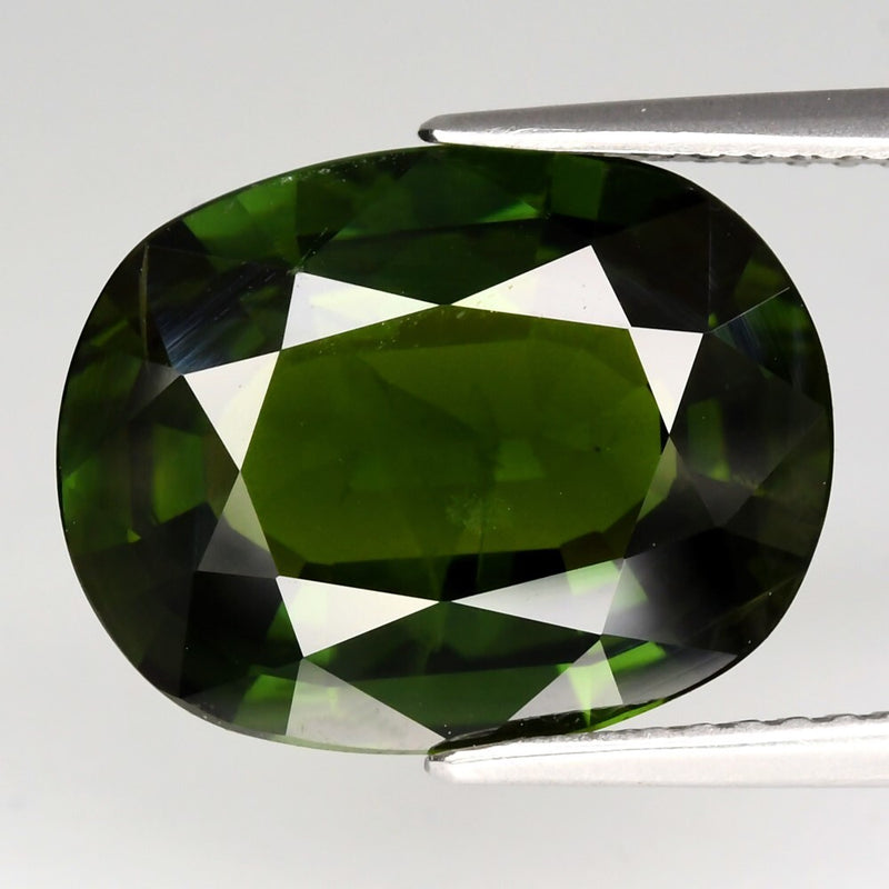7.27ct 14x10.8mm VS Oval Natural Green Sapphire - Deep Hue Thailand Gemstone