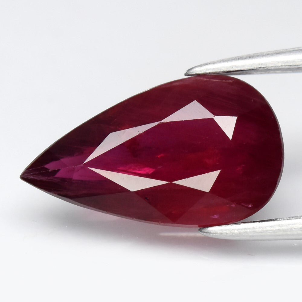 GLC 2.21ct Pear Natural Red Ruby - Unheated Madagascar Gemstone — view 1